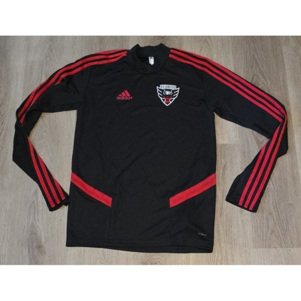 Adidas Mens Red Black D.C. United Long Sleeve Soccer Track Shirt Size‎ Small